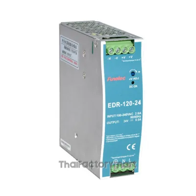 Mean Well EDR-120-24, DIN Rail Power Supply, 88%, 24V, 5A, 120W, Adjustable รูปที่ 3