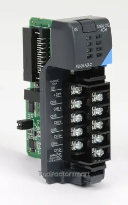 DirectLOGIC DL205 analog input module, 4-channel, voltage, 12-bit, input voltage signal range(s) of 0-5 VDC, 0-10 VDC, +/- 5 VDC, +/- 10 VDC, external 24 VDC required.