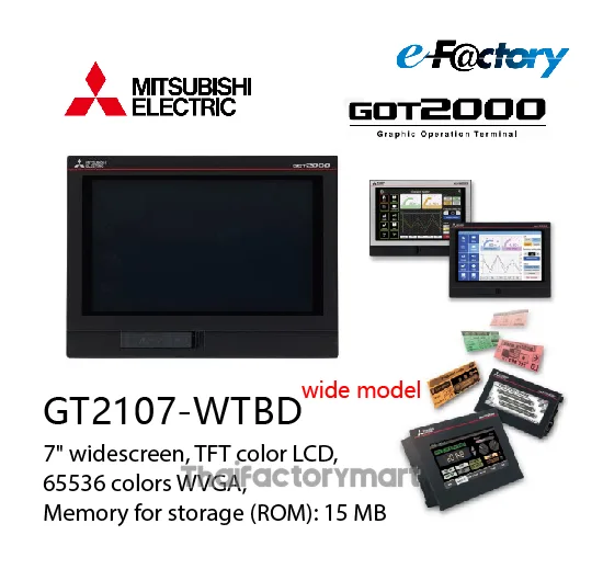 GOT2000;7"wideTFT;DC;WVGA;65k colors;RS-422/485;RS-232;USB;Eth;SD;Black รูปที่ 2