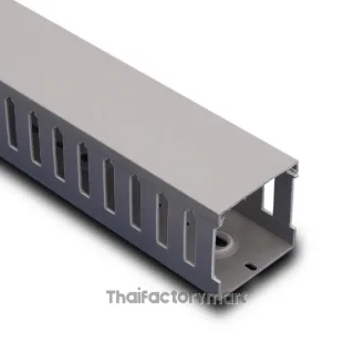 Wire Duct, Open Slot, Grey, 1.5 x 4" (WxH),