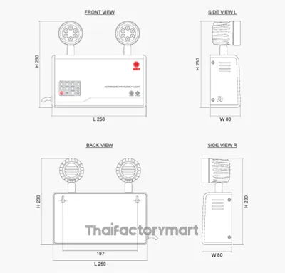 MCU203NC5, Emergency Light LED Cap 12V-2.9AH 5 hrs Backup รูปที่ 2