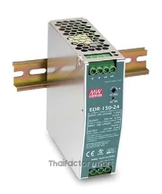 Mean Well EDR-150-24, DIN Rail Power Supply, 87%, 24V, 6.5A, 150W, Adjustable