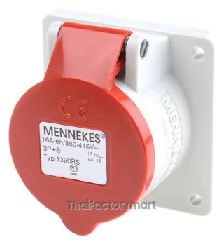 Mennekes IP44 Red Panel Mount 4P Industrial Power Socket, Rated At 16A, 400V