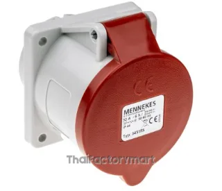 Mennekes IP44 Red Panel Mount 5P Industrial Power Socket, Rated At 32A, 400V