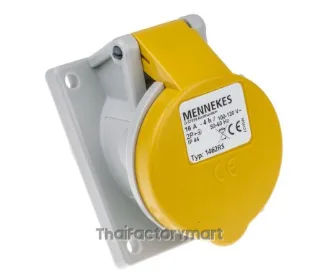 Mennekes IP44 Yellow Panel Mount 3P 20 ? Industrial Power Socket, Rated At 16A, 110V