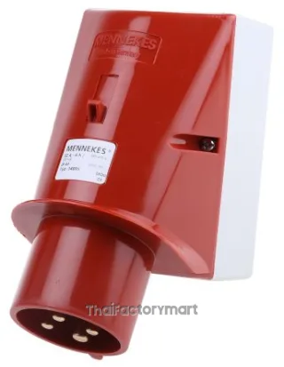 Mennekes IP44 Red Wall Mount 3P+E Right Angle Industrial Power Plug, Rated At 32A, 415 V