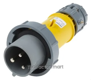 Mennekes PowerTOP Series, IP67 Yellow Cable Mount 3P Industrial Power Plug, Rated At 32A, 110V