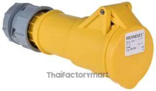 Mennekes PowerTOP Series, IP44 Yellow Cable Mount 3P Industrial Power Socket, Rated At 16A, 110V