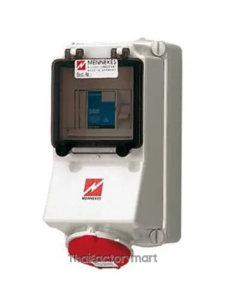 Mennekes IP44 Red Wall Mount 4P Industrial Power Socket, Rated At 16A, 400V