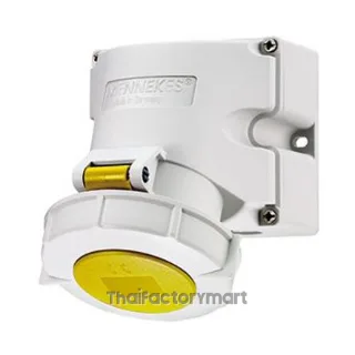 Mennekes IP67 Yellow Wall Mount 3P Industrial Power Socket, Rated At 32A, 110V