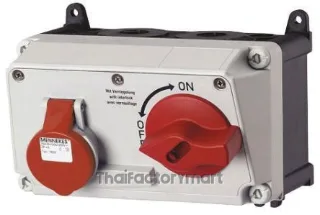 Mennekes Right Angle Switchable IP44 Interlocked Socket 3P+E, Earthing Position 6h, 32A, 400 V