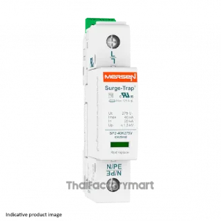 Mersen STPT2-40 Series 275 V ac Maximum Voltage Rating 40kA Maximum Surge Current Type 2 Arrester, DIN Rail Mounting, 83020106 - STPT2-40K275V-1P