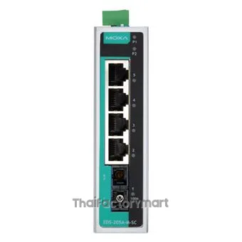 MOXA EDS-205A-S-SC-T, Unmanaged switch with 4 10/100BastT(X) ports, and 1 100BaseFX single-mode port with SC connector , -40- 75°C photo 2