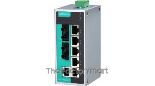 MOXA EDS-208A-MM-ST, Unmanaged Ethernet switch with 6 10/100BaseT(X) ports, and 2 100BaseFX multi-mode ports with ST connectors, -10 to 60°C operating temperature