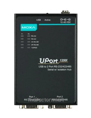 MOXA UPort 1250I, 2 Port USB-to-Serial Hub, RS-232/422/485, w/ Isolation
