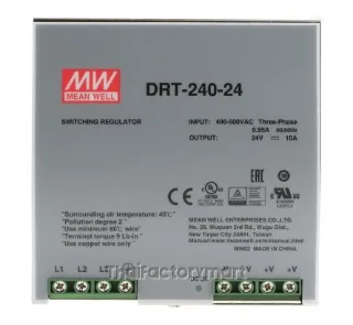 Mean Well DRT-240-24, 240W Din Rail Single O/P 24V 10A