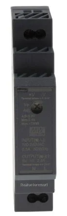 Mean Well HDR-15-5, DIN Rail Power Supply, 80%, 5V, 2.4A, 12W, Adjustable
