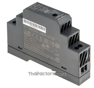 Mean Well HDR-15-24, DIN Rail Power Supply, 86%, 24V, 630mA, 15.2W, Adjustable