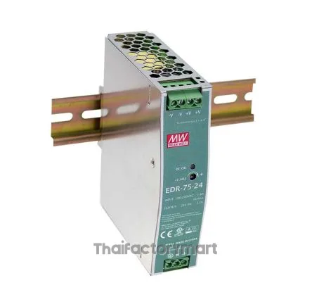 Mean Well EDR-75-12, DIN Rail Power Supply, 86%, 12V, 6.3A, 75W, Adjustable รูปที่ 3