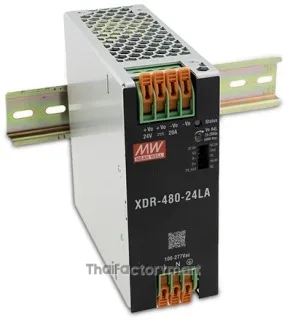 Mean Well XDR-480-48LA 480W AC/DC High-End Ultra Slim Industrial DIN Rail Power Supply, 48V Output, Lever-Actuated Terminal