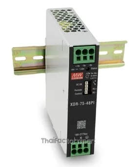 Mean Well XDR-75-48PI 75W AC/DC High-End Ultra Slim Industrial DIN Rail Power Supply, 48V Output, Push-in Terminal
