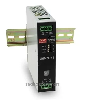 Mean Well XDR-75-48 75W AC/DC High-End Ultra Slim Industrial DIN Rail Power Supply, 48V Output, Screw Terminal