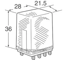 Relay, Single, Plug-in terminal, 24 VDC 3 A (Resistive load), 220 VAC 3 A (Resistive load), Output DPDT (3 A 24 V)