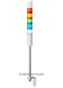LR LED Pre-Configured Beacon Tower With Buzzer, 5 Light Elements, Amber, Blue, Green, Red, White, 24 V dc
