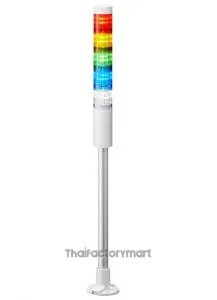 LR LED Pre-Configured Beacon Tower, 5 Light Elements, Amber, Blue, Green, Red, White, 24 V dc