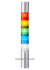 LR LED Pre-Configured Beacon Tower With Buzzer, 5 Light Elements, Amber, Blue, Green, Red, White, 24 V dc