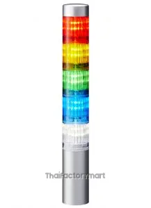 LR LED Pre-Configured Beacon Tower, 5 Light Elements, Amber, Blue, Green, Red, White, 24 V dc