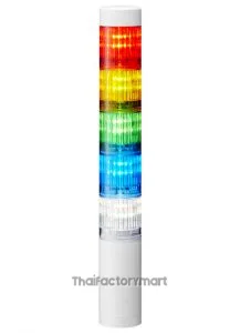 LR LED Pre-Configured Beacon Tower, 5 Light Elements, Amber, Blue, Green, Red, White, 24 V dc