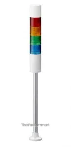 LR5-402PJBW-RYGB50mm 4-tier, UL CE IP65 DC 24V, Pole Mount with Circular Bracket and Cable, Flashing/Buzzer, Off-white