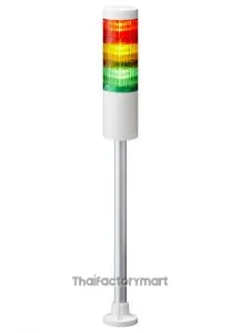LR6-302PJNW-RYG 60mm 3-tier Signal Tower, 24V DC, Pole Mount with Circular Mount and Cable, No Flashing/Buzzer, Off-white