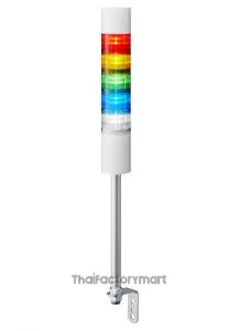 LR6 LED Pre-Configured Beacon Tower With Buzzer, 5 Light Elements, Amber, Blue, Green, Red, White, 24 V dc