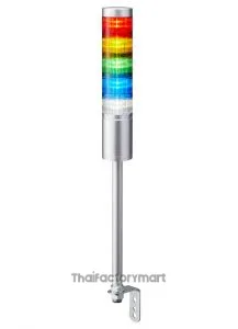 LR6 LED Pre-Configured Beacon Tower With Buzzer, 5 Light Elements, Amber, Blue, Green, Red, White, 24 V dc