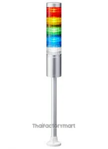 LR6 LED Pre-Configured Beacon Tower With Buzzer, 5 Light Elements, Amber, Blue, Green, Red, White, 24 V dc