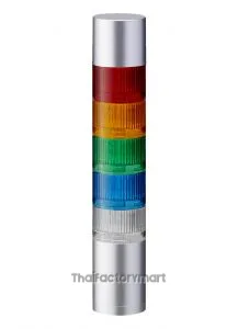 LR6 LED Pre-Configured Beacon Tower With Buzzer, 5 Light Elements, Amber, Blue, Green, Red, White, 24 V dc