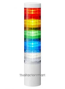 LR6 LED Pre-Configured Beacon Tower With Buzzer, 5 Light Elements, Amber, Blue, Green, Red, White, 24 V dc