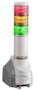 NHL-3FB2-RYG60mm 3-tier network monitor signal tower, DC24V (AC adaptor NOT included), continuous, flashing, alarm, clear lens, off-white body. LED mod: red, amber, green