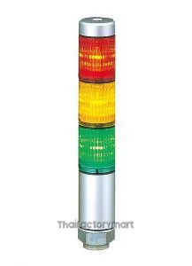 MPS-302C-RYG+FB24730mm 3-Tier M12 LED signal tower, AC/DC24V, continuous only, direct mount, 45mm silver body LED mod: red, amber, green