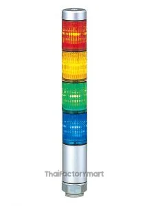 MPS-402-RYGB30mm 4-Tier LED signal tower, AC/DC24V, continuous only, direct mount, 45mm silver body LED mod: red, amber, green, blue