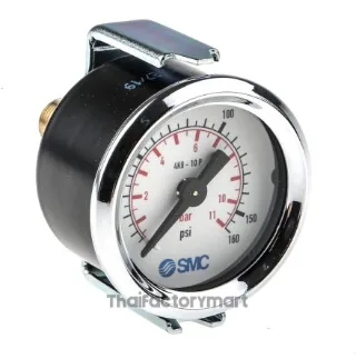 SMC 4K8-10P Analogue Positive Pressure Gauge Back Entry 10bar, Connection Size R 1/8
