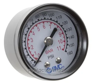 SMC 4K8-10 Analogue Positive Pressure Gauge Back Entry 10bar, Connection Size R 1/8