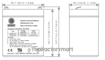 Sunny SN2.9-12 Rechargeable Battery, 12 V, 2.9 Ah photo 2