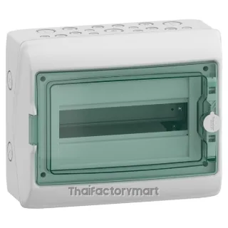 13431 Schneider Electric Kaedra Weatherproof Enclosure for modular devices IP65 IK09, 12 modules, 1 row, surface mounting, transparent green door, RAL 7035