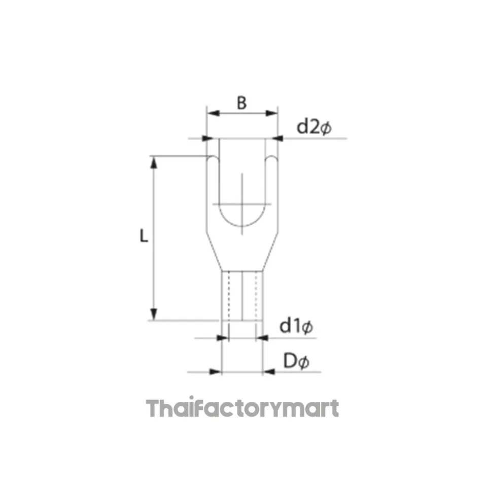 TLUG Y6-5S Bare Spade Terminal (Y Type), 6 mm² Wire, Screw Ø5.3 mm, ETP-Copper Tin Plated photo 2