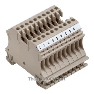 Single- and multi-pole terminal strip, Screw connection, dark beige, 2.5 mm², 24 A, 500 V, Number of connections: 2, Number of levels: 1