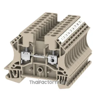 Single- and multi-pole terminal strip, Screw connection, dark beige, 4 mm², 32 A, 800 V, Number of connections: 2, Number of levels: 1