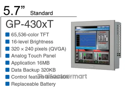 5.7-inch TFT, 65,536 colors, QVGA 320 x 240 pixels, Analog Touch Panel, Ethernet I/F, COM x 2, USB A/mini-B I/F x 1 each, Secondary Back-up Battery, DC24V, Coated Model รูปที่ 3